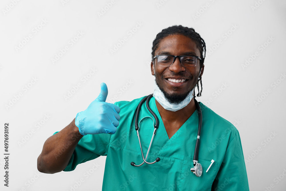 Wall mural Male african american professional young doctor portrait