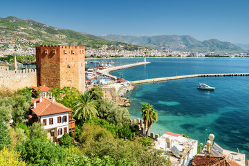 Naklejka premium Awesome view of the Kizil Kule (Red Tower), Alanya