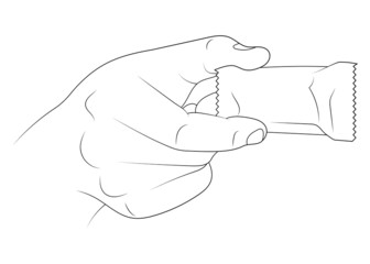 Candy in the package hand drawn vector sketch illustration.