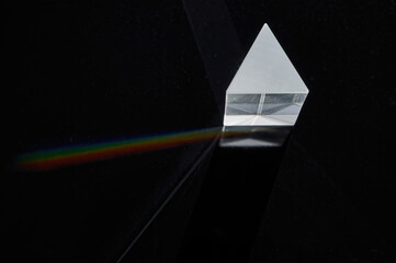 Scattering of a ray of sunlight (white light) through a prism creating refraction, reflection and...