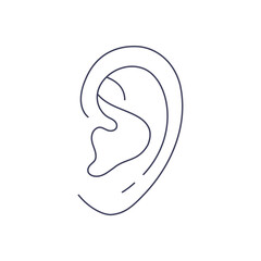Human ear in line style.Simple vector graphic isolated on white background. - obrazy, fototapety, plakaty