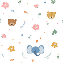 Cartoon animal head pattern for wrapping paper