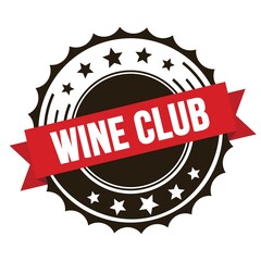 WINE CLUB text on red brown ribbon stamp.