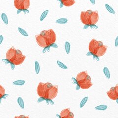 seamless red watercolour flower pattern background , greeting card