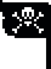 Pirate Flag Pixel art on a white background. Pixel art. Vector illustration.