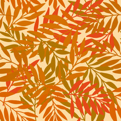 Muted colored transparent autumn leaves seamless pattern for design use