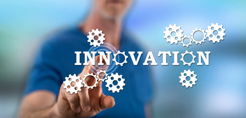Man touching an innovation concept