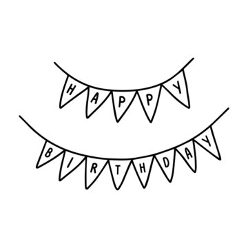 recommend clip art: happy birthday doodle vector garland. Hand drawn hanging garland