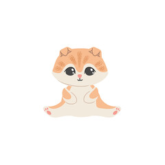 Cute ginger kitten sitting in funny pose. Cartoon domestic animals illustration.