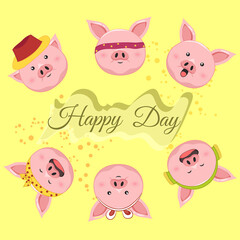 Obraz na płótnie Canvas cute pig animal cartoon character illustration
