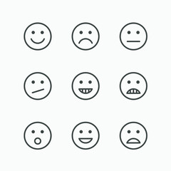 different smile smiley face emoji, emoticon icon vector symbol set isolated