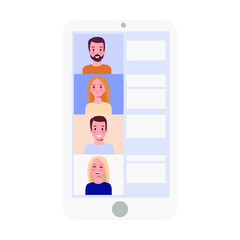  chat with avatars on phone on the white background