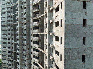 Aerial view of multistory apartment construction site in China