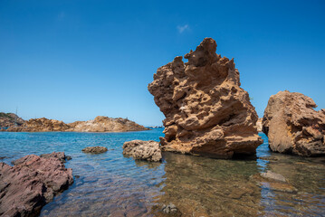 Cala Pregonda, a famous beach in Menorca Island, Balearic Islands, Spain