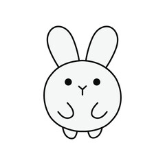 Cute plump spherical rabbit vector simple illustration