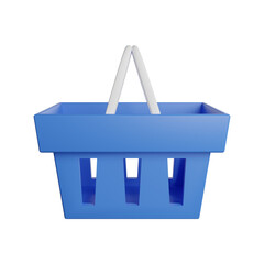 blue shopping basket 3d render