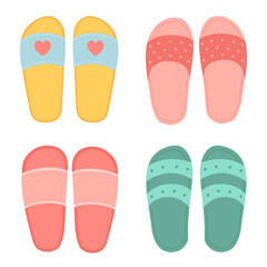 Flip flops shoes vector, slippers view from above