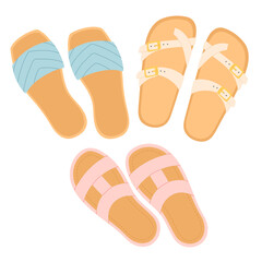Flip flops shoes vector, slippers view from above