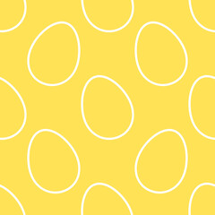 Outline eggs Easter yellow seamless pattern.