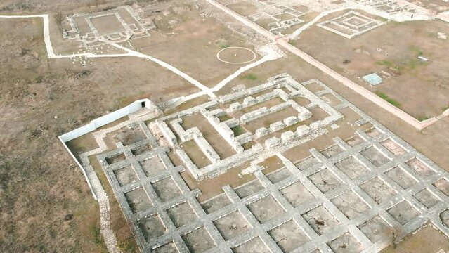 Aerial view of Pliska. The capital city of the First Bulgarian Empire