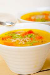 Syrian barley broth soup Aleppo style