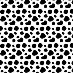 Dalmatian black dot skin seamless vector pattern on white background.