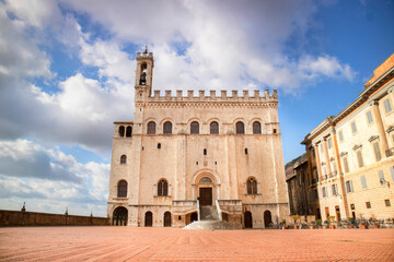 Fototapeta na wymiar Central Italy The medieval square of Gubbio Umbria