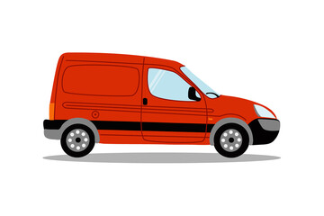 Obraz na płótnie Canvas Delivery service car hand drawn vector illustration