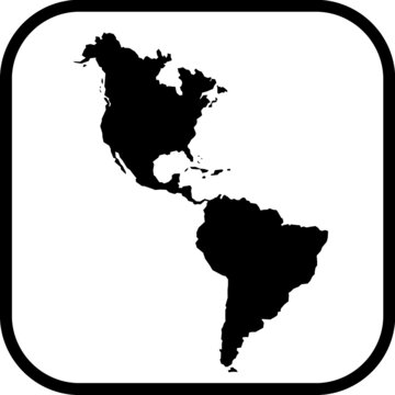 Map of America on Earth globe. North and South Americas silhouette vector icon