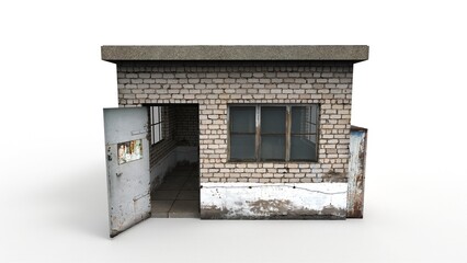 Old industrial building render on a white background. 3D rendering