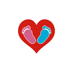 Love Baby footprint flat icon isolated on white background