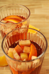 Concept of drink with Sangria, close up