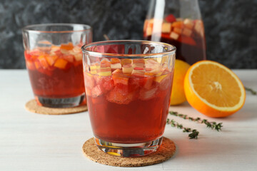 Concept of drink with Sangria, close up