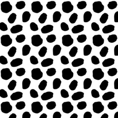 Dalmatian black dot skin seamless vector pattern on white background.