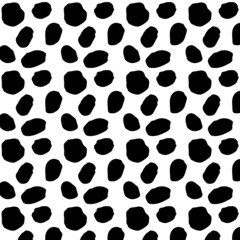 Dalmatian black dot skin seamless vector pattern on white background.