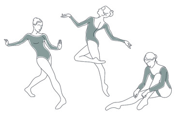 beautiful dancing girl  illustration, pose sketch 