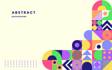 Colorful neo geometric poster. grid with geometrical shapes, geometry graphics. Modern abstract promotional template. Neo geometric template poster. illustration vector 10 eps.