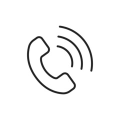 Telephone receiver thin line icon. Linear symbol. Vector illustration.