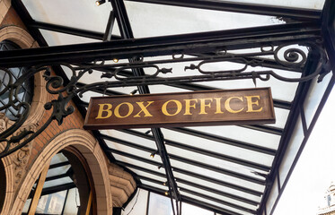 A box office sign outside a theatre.