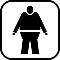 Fat man figure silhouette. Obese person vector icon