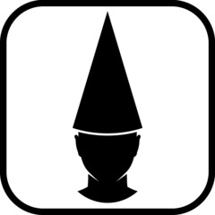 Fool in paper hat. Clown head vector icon