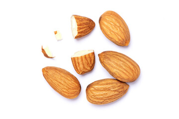 Almonds isolated on white background