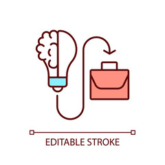 Rebranding career GB color icon. Improving product image with employee creativity. Increasing profits. Isolated vector illustration. Simple filled line drawing. Editable stroke. Arial font used
