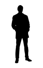 Silhouette of Modern Man in Autumn Coat. People and lifestyle concept