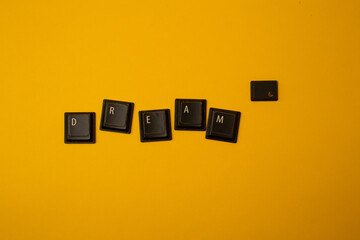 Letter word on yellow background