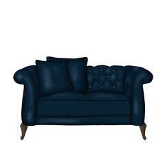 Chair Dark Blue Isolated Hand Drawn Illustration	