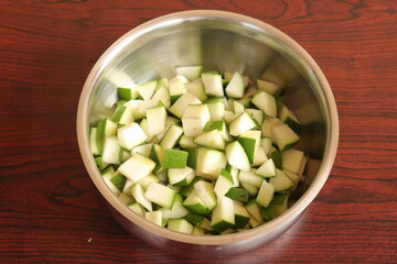Fresh Green Mango fruit  isolated on Wood background