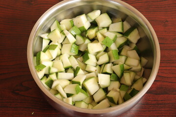 Fresh Green Mango fruit  isolated on Wood background