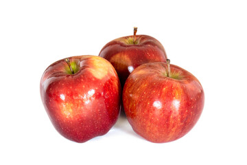 close up of several red apple isolated on a white background