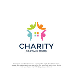Charity Colorfull Logo Concept Premium Vector